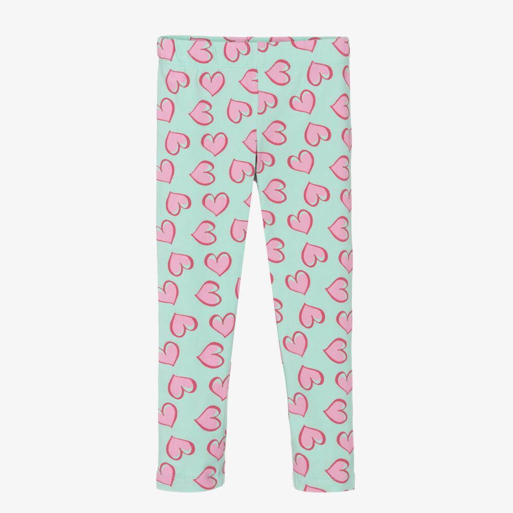iDO Baby-Girls Heart-Embellished Blue Leggings | Childrensalon Outlet