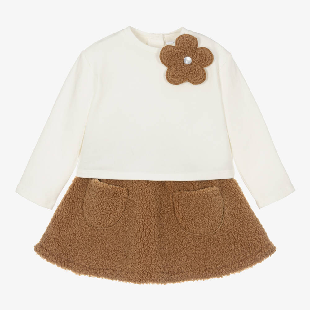 iDO Baby-Girls Ivory & Brown Skirt Outfit | Childrensalon Outlet