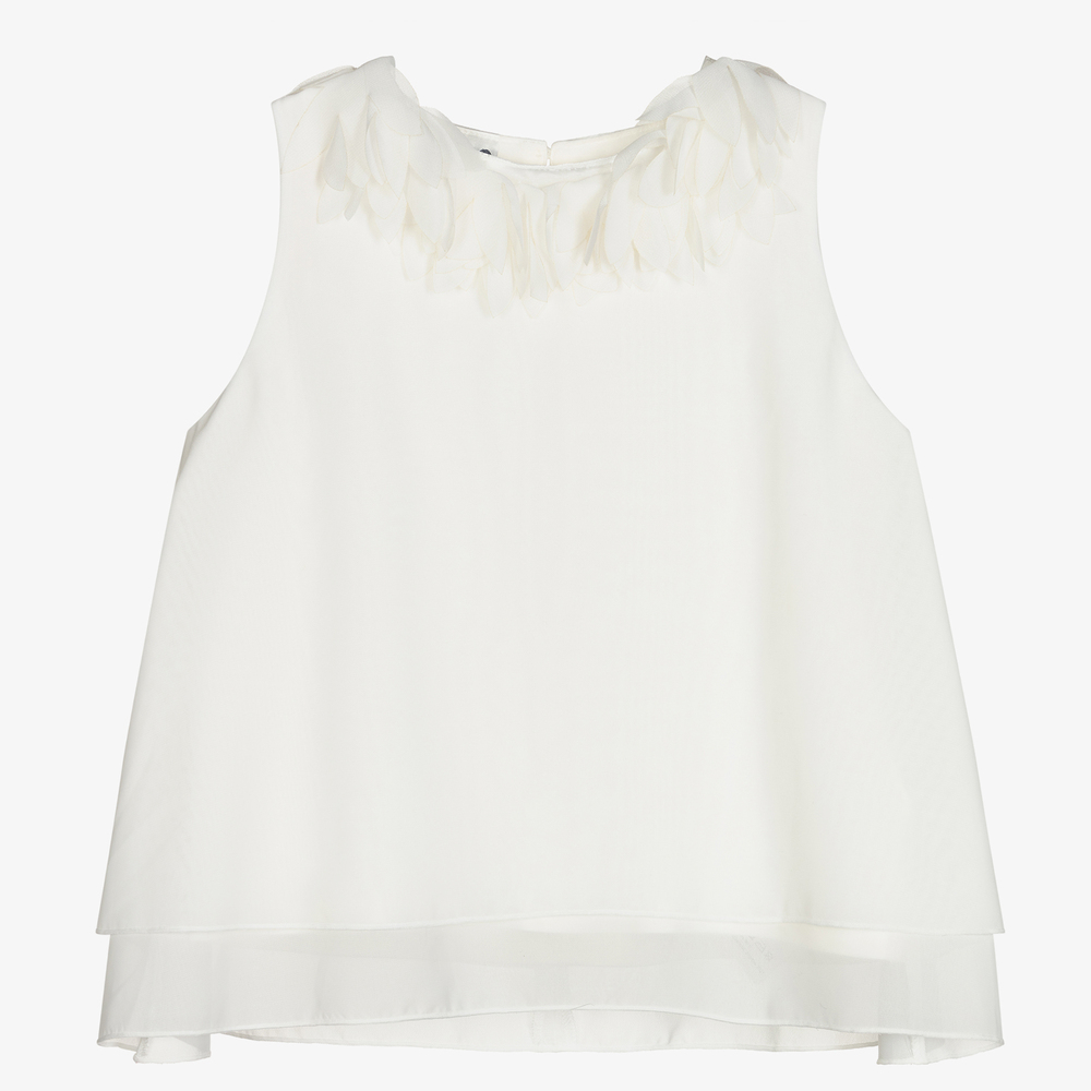 iDO Junior - Girls Ivory Chiffon Blouse | Childrensalon