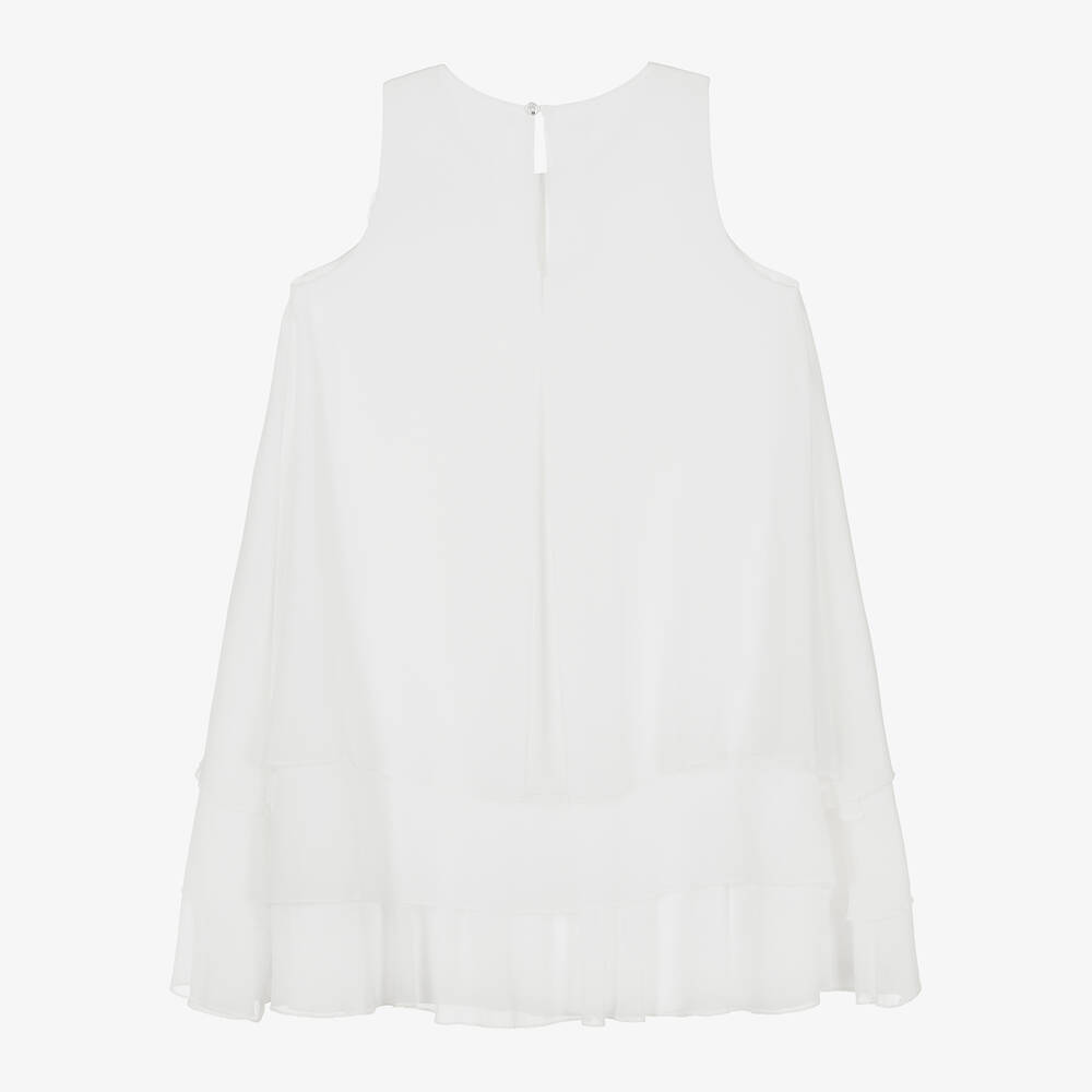 iDO Junior-Girls Ivory Chiffon Flower Dress | Childrensalon Outlet