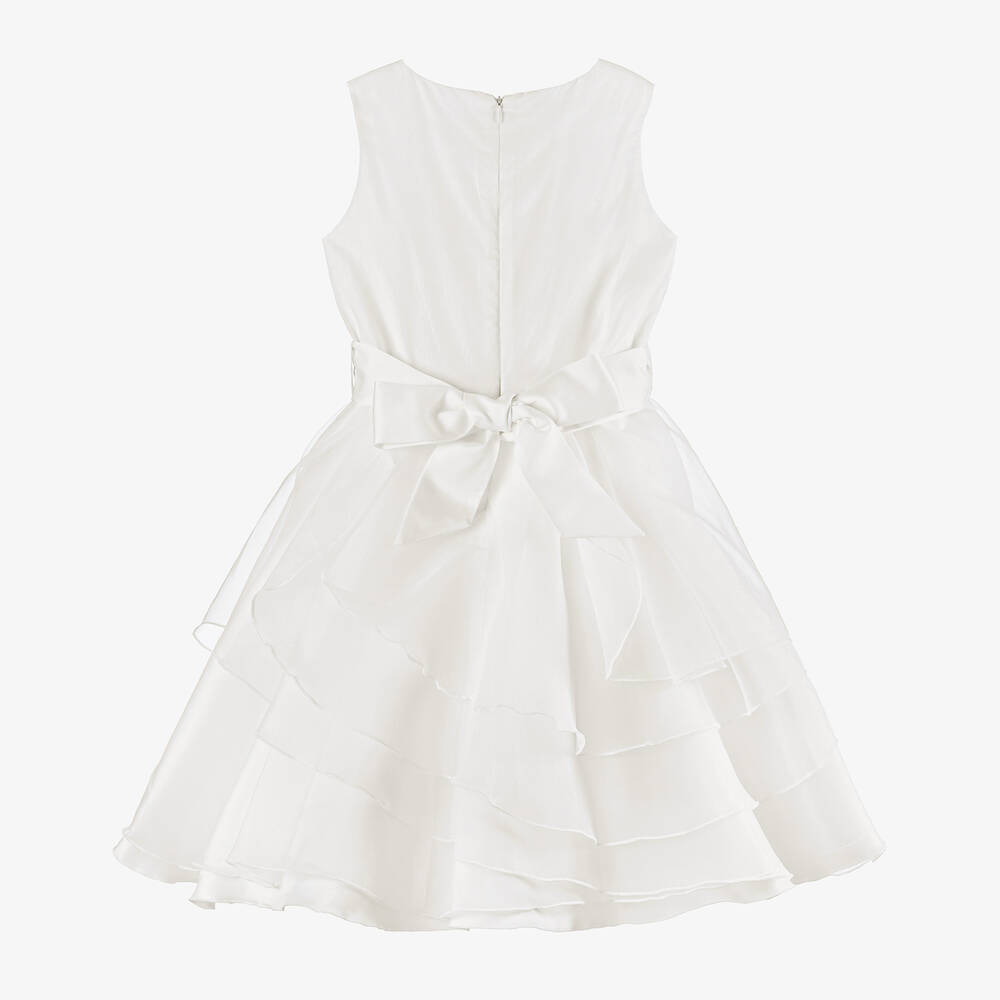 iDO Junior-Girls Ivory Chiffon & Satin Dress | Childrensalon Outlet