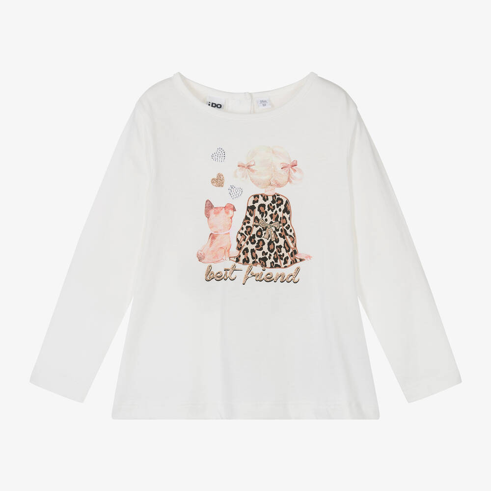 iDO Baby-Girls Ivory Cotton Best Friend Top | Childrensalon Outlet