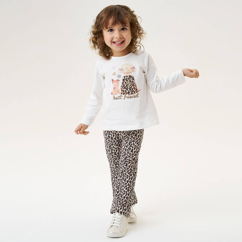 iDO Малыши-Girls Ivory Cotton Best Friend Top | Childrensalon Outlet