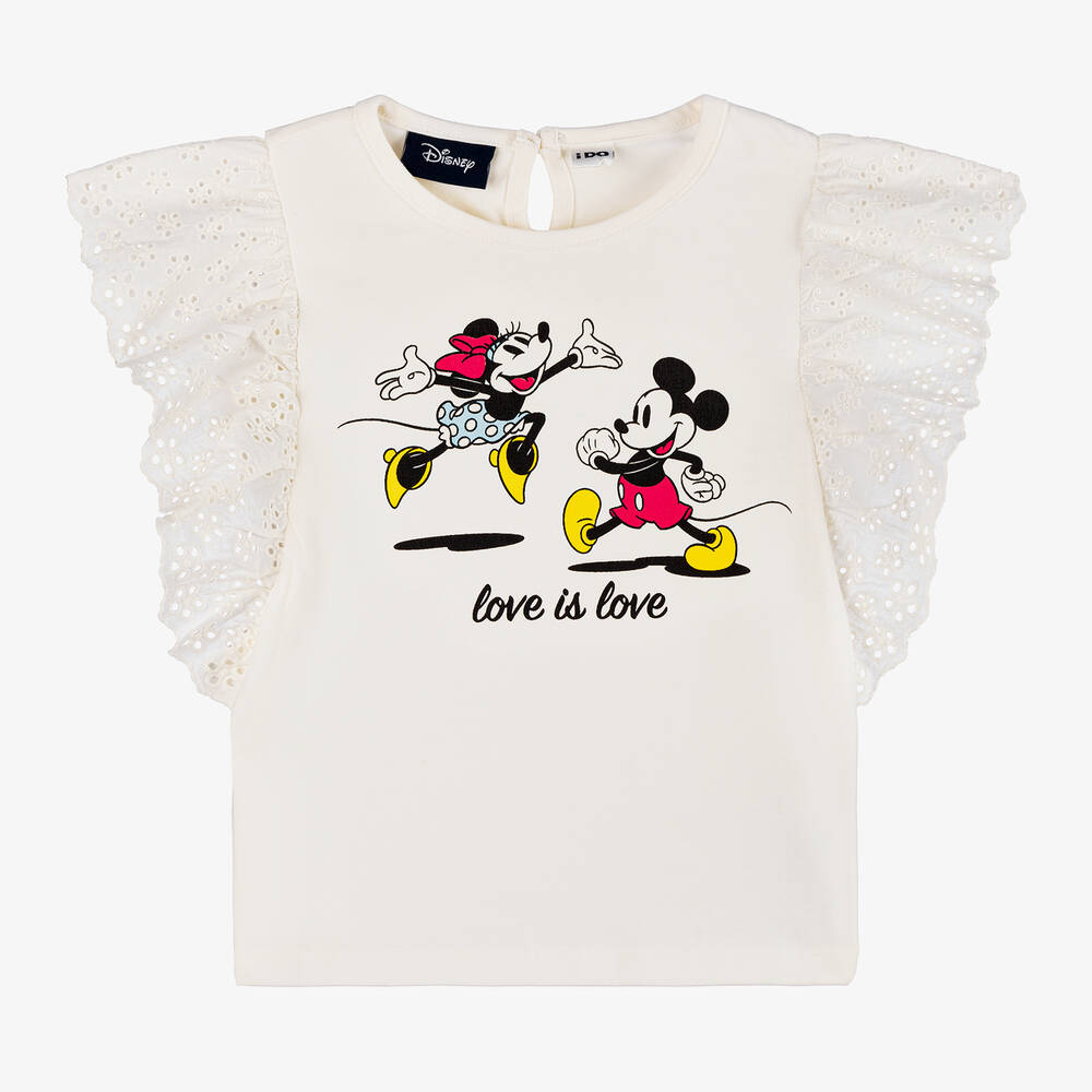 iDO Малыши-Кремовая хлопковая футболка Disney для девочек | Childrensalon Outlet