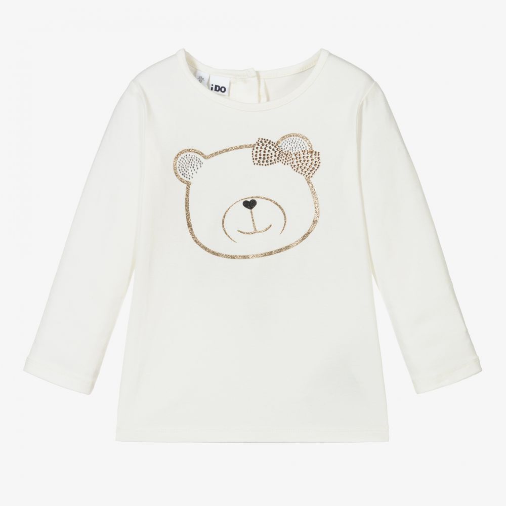 iDO Baby - Girls Ivory Cotton Jersey Top | Childrensalon