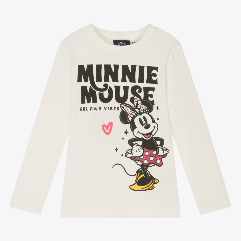 iDO Baby - Girls Ivory Cotton Minnie Mouse Top | Childrensalon