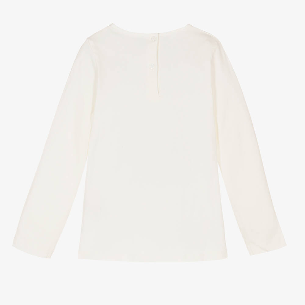 iDO Baby-Girls Ivory Cotton Sequin Top | Childrensalon Outlet