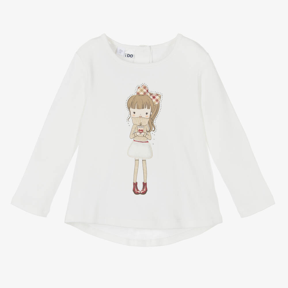 iDO Baby - Girls Ivory Cotton Top | Childrensalon