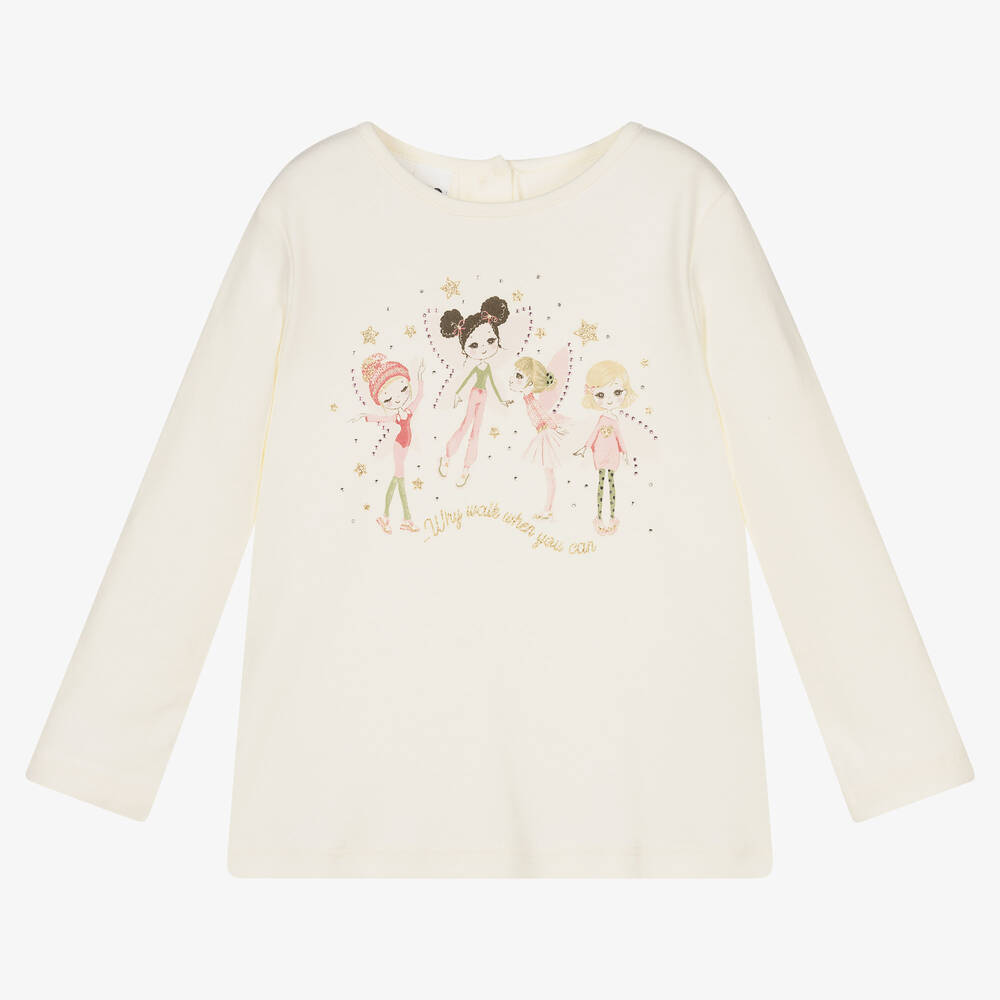 iDO Baby - Girls Ivory Cotton Top | Childrensalon