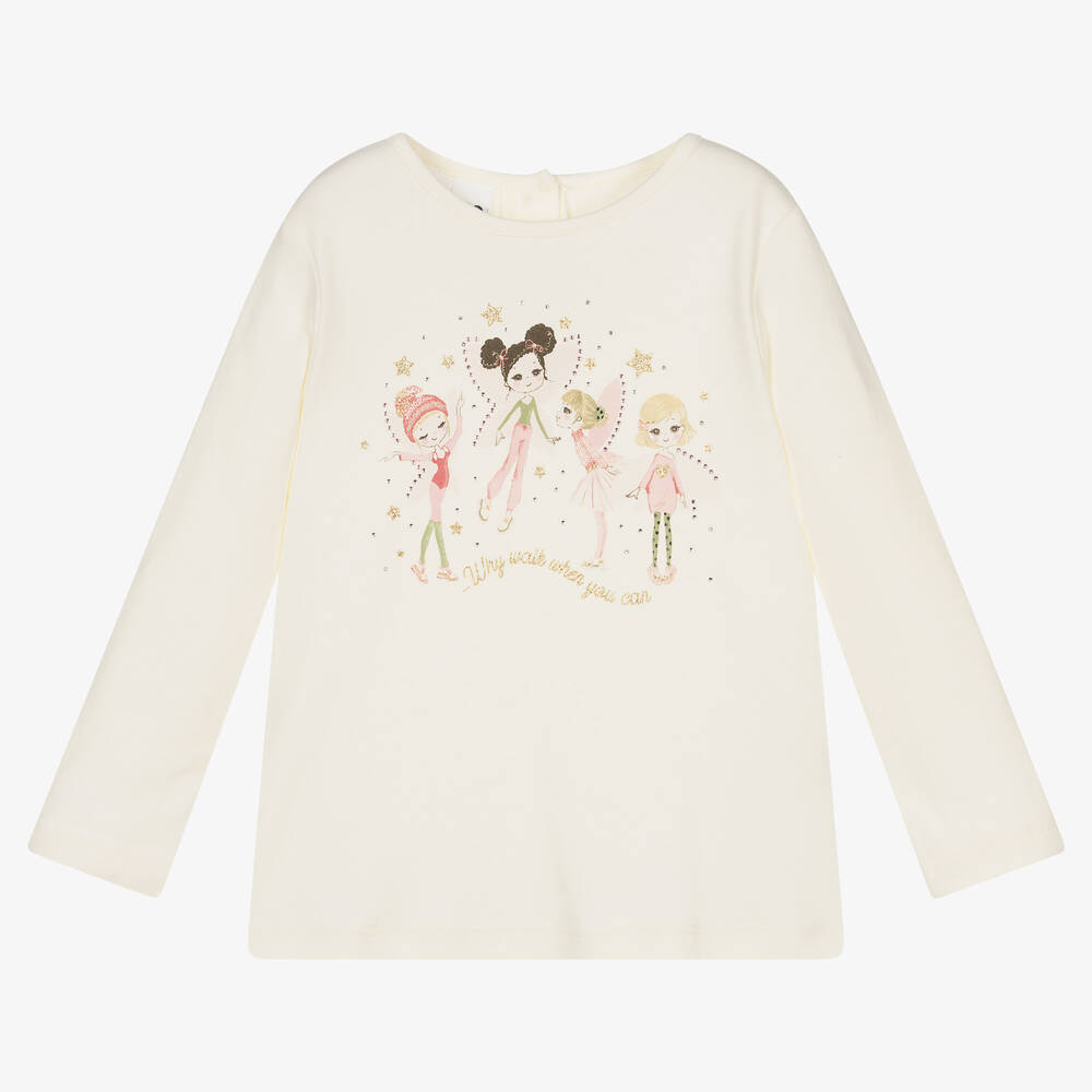 iDO Baby-Girls Ivory Cotton Top | Childrensalon Outlet