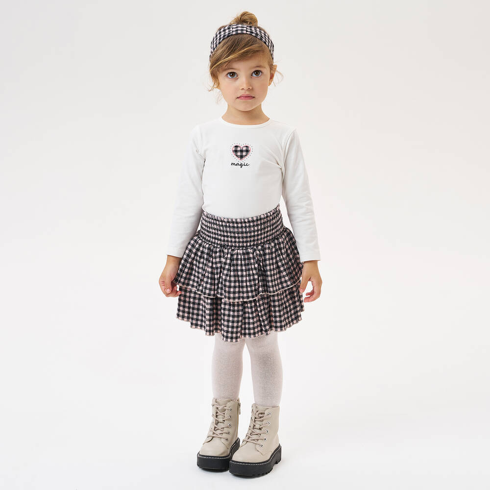 iDO Baby-Girls Ivory Cotton Top & Pink Skirt Set | Childrensalon Outlet