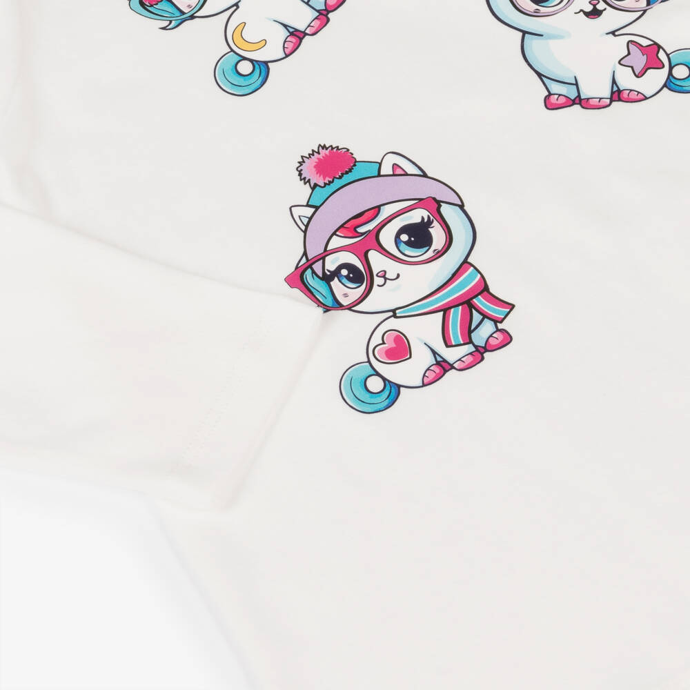 iDO Baby-Girls Ivory Cotton Unicorn Top | Childrensalon Outlet