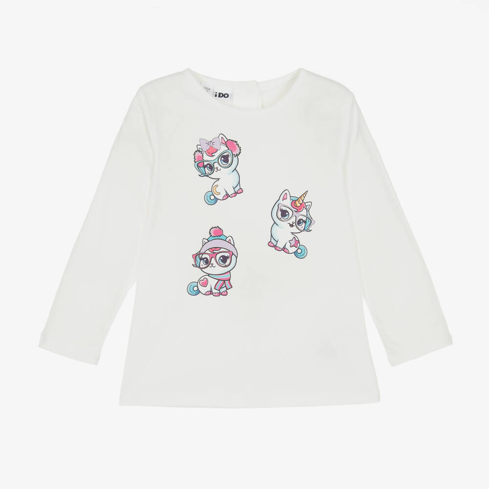 iDO Baby-Girls Ivory Cotton Unicorn Top | Childrensalon Outlet