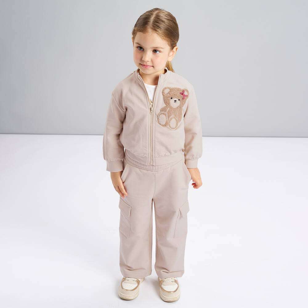 iDO-Girls Ivory Cotton Wide-Leg Cargo Joggers | Childrensalon Outlet