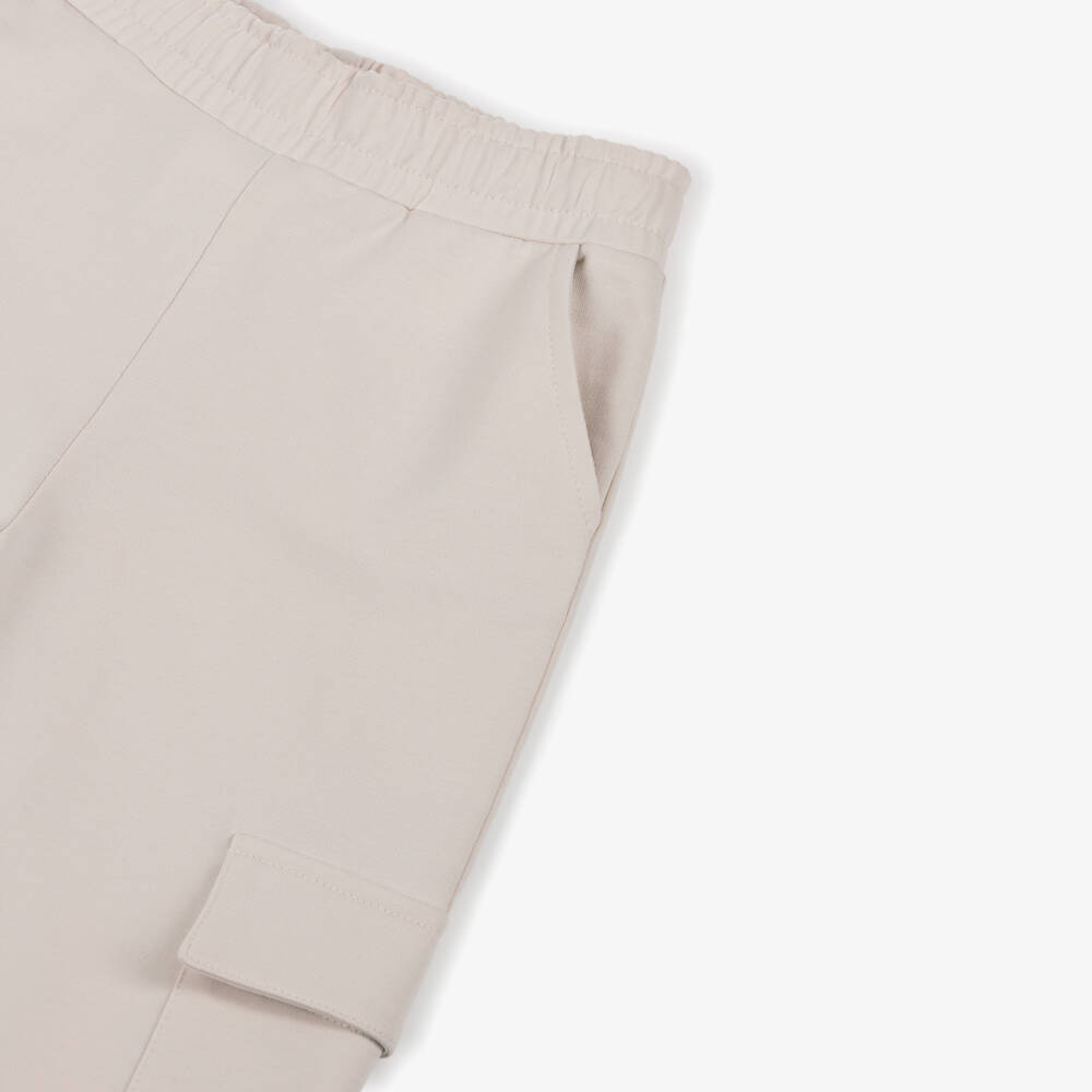 iDO-Girls Ivory Cotton Wide-Leg Cargo Joggers | Childrensalon Outlet