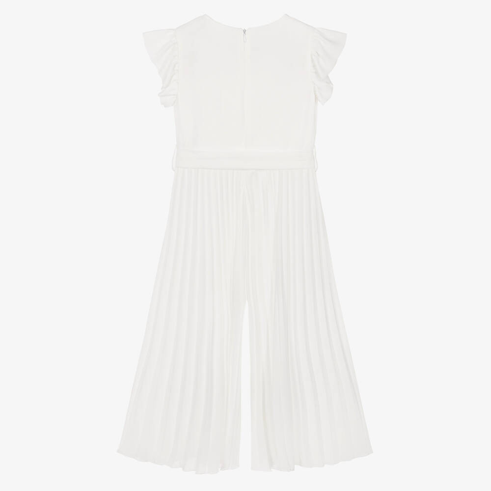 iDO-Girls Ivory Crêpe Chiffon Pleated Jumpsuit | Childrensalon Outlet