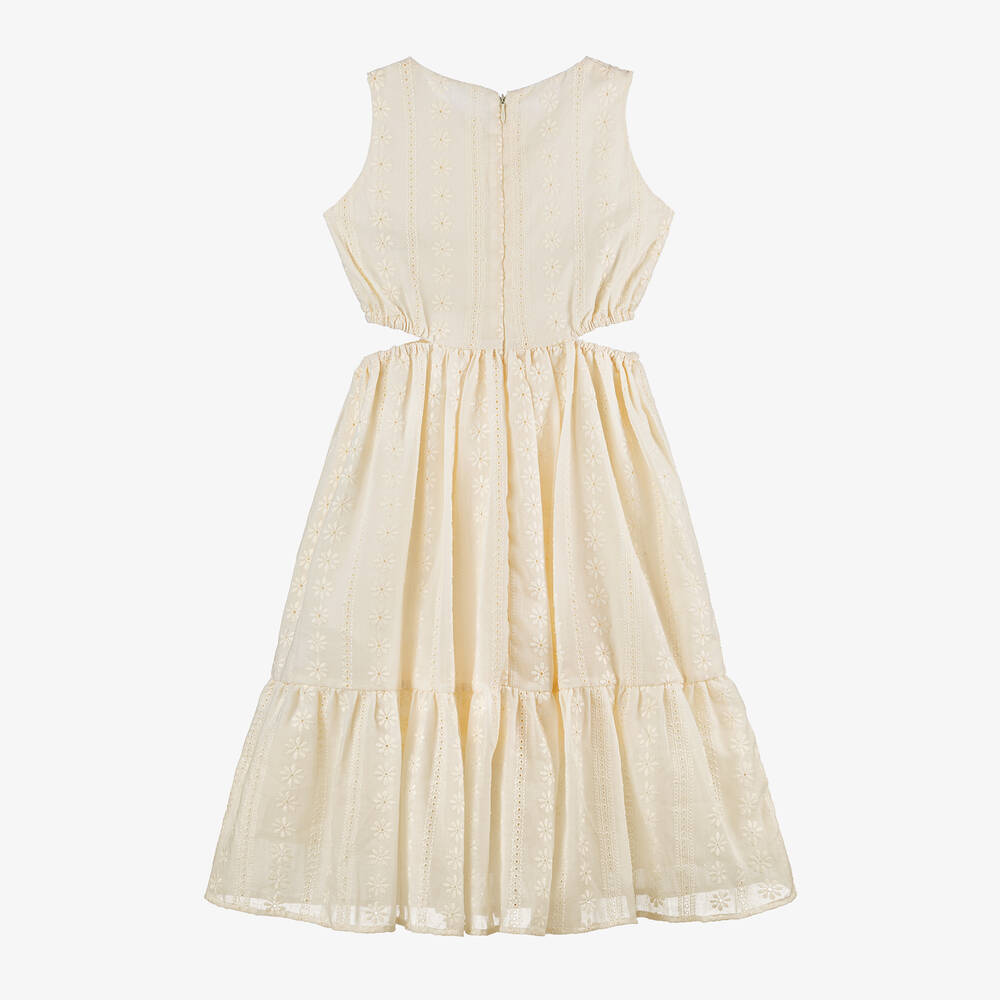 iDO Junior-Girls Ivory Embroidered Floral Dress | Childrensalon Outlet