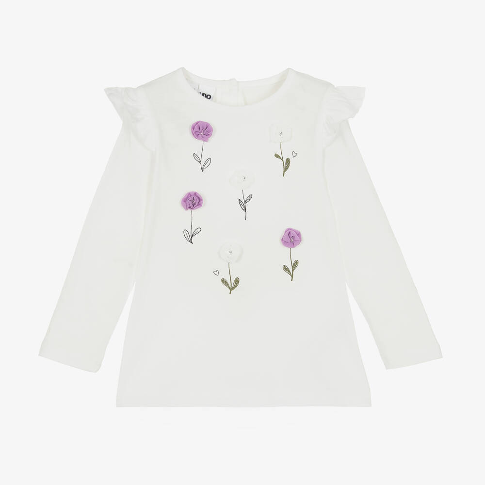 iDO Baby-Girls Ivory Floral Cotton Top | Childrensalon Outlet