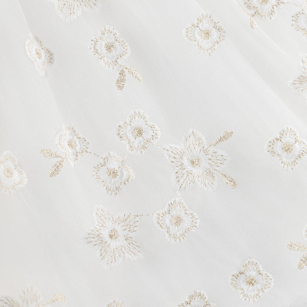 iDO Junior-Girls Ivory Floral Tulle Dress | Childrensalon Outlet