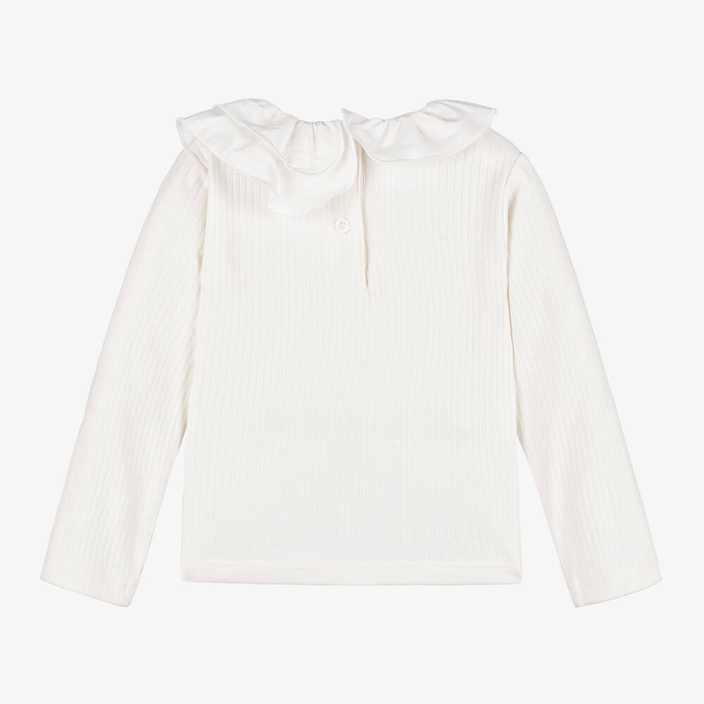 iDO Baby-Girls Ivory Frilled Collar Top | Childrensalon Outlet