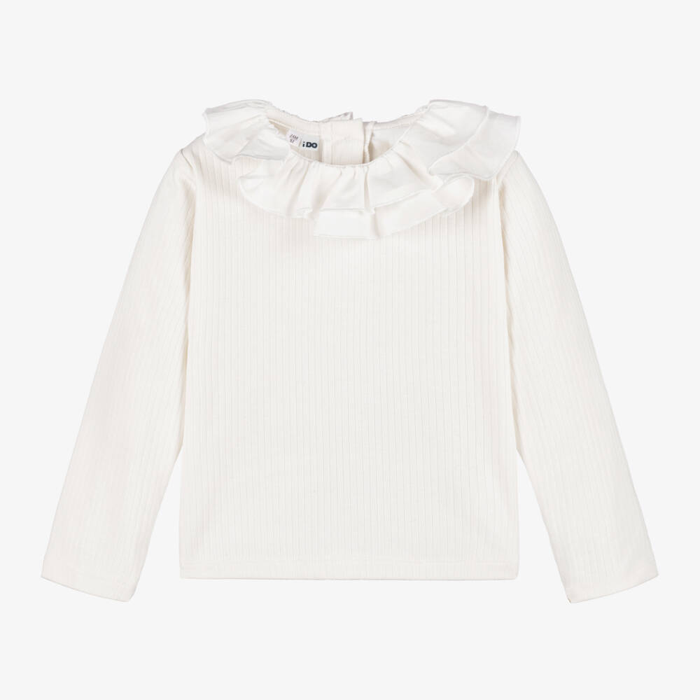 iDO Baby-Girls Ivory Frilled Collar Top | Childrensalon Outlet