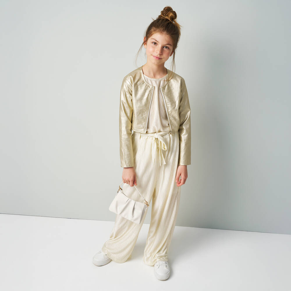 iDO Junior-Girls Ivory & Gold Shimmer Ensemble | Childrensalon Outlet