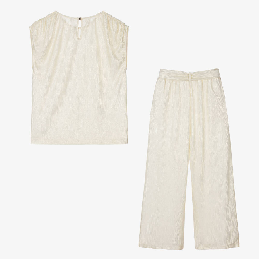 iDO Junior-Girls Ivory & Gold Shimmer Ensemble | Childrensalon Outlet