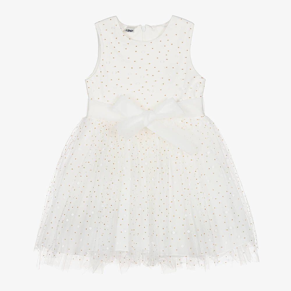 iDO Baby - Robe ivoire et dorée en tulle fille | Childrensalon