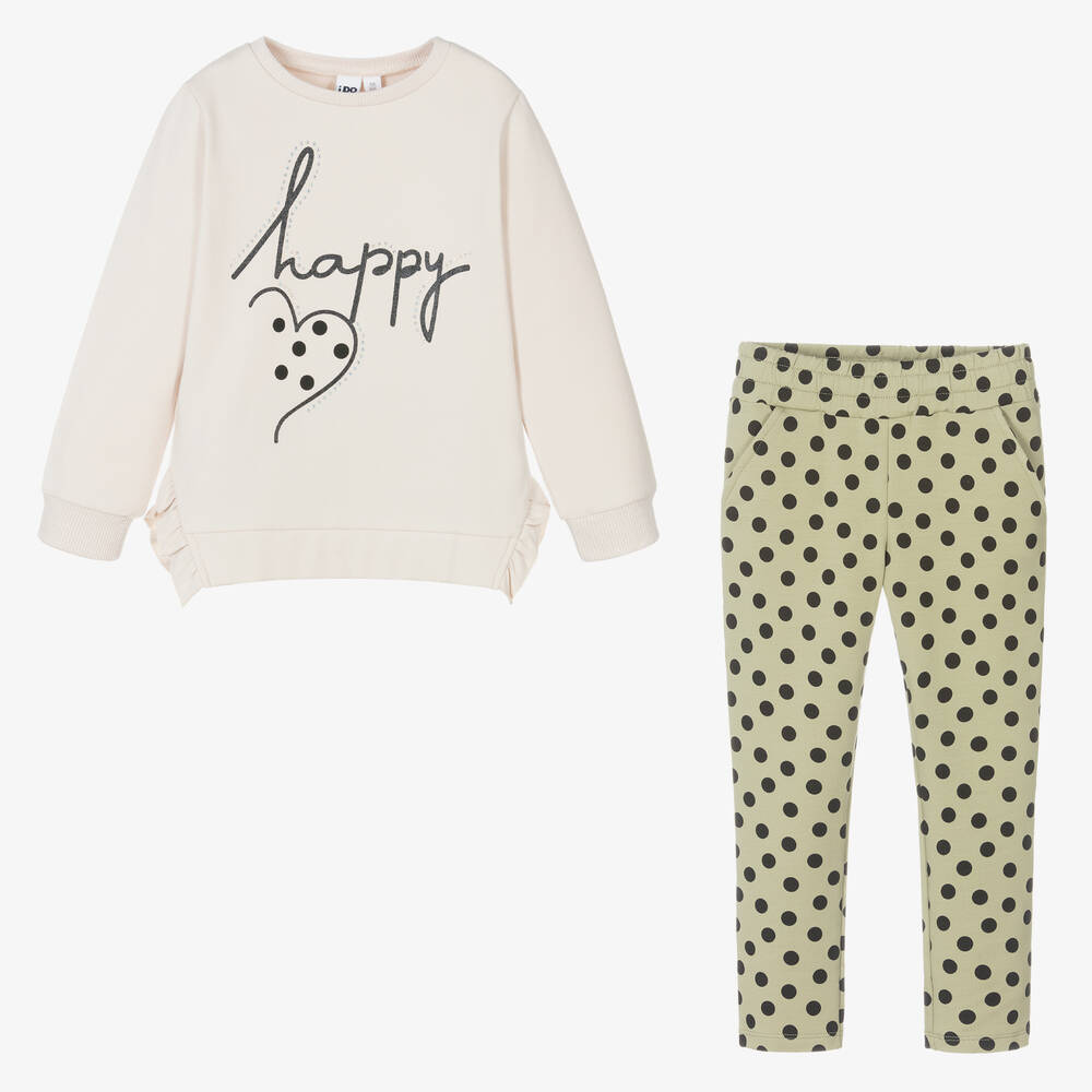 iDO Малыши-Кремовый топ и зеленые брюки для девочек | Childrensalon Outlet