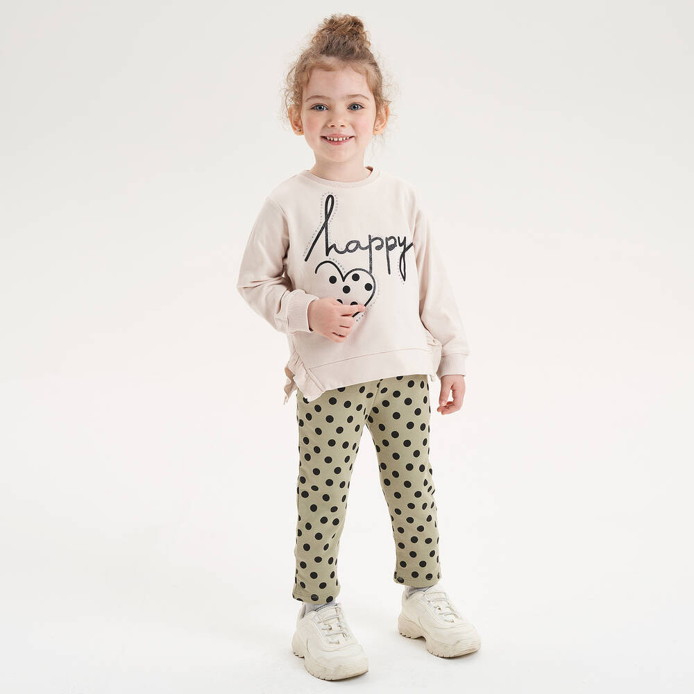 iDO Малыши-Кремовый топ и зеленые брюки для девочек | Childrensalon Outlet