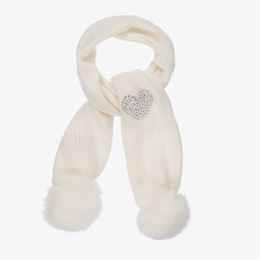 iDO Baby - Кремовый шарф с сердечком для девочек | Childrensalon