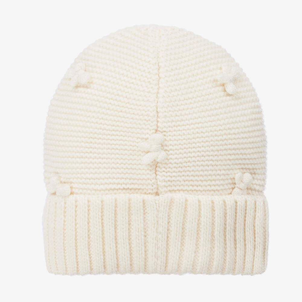 iDO Baby-طقم قبعة وسكارف أكريليك محبوك لون عاجي | Childrensalon Outlet
