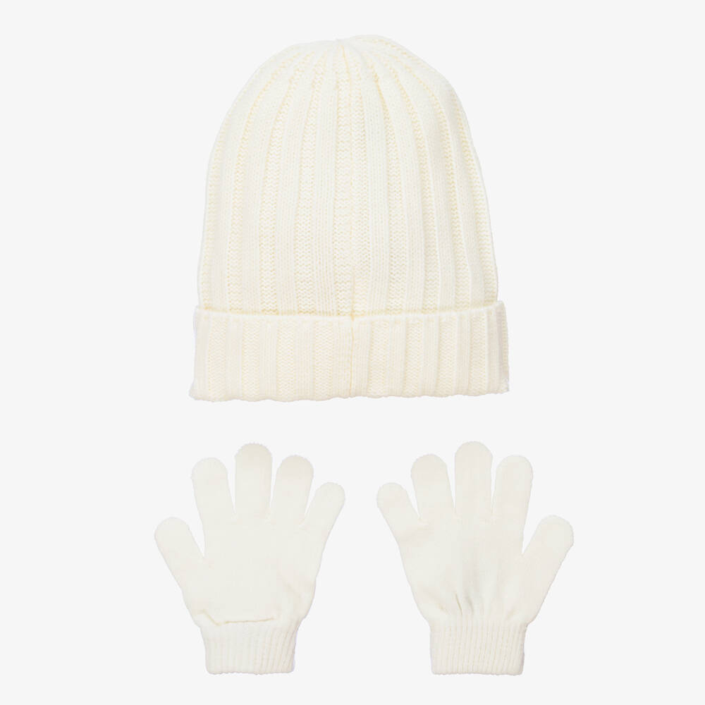 iDO Малыши-Кремовая вязаная шапка и перчатки | Childrensalon Outlet