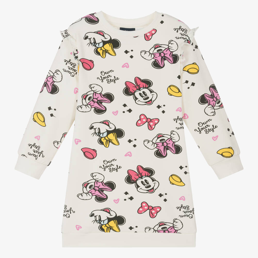 iDO Baby Girls Ivory Minnie Mouse Sweatshirt Dress