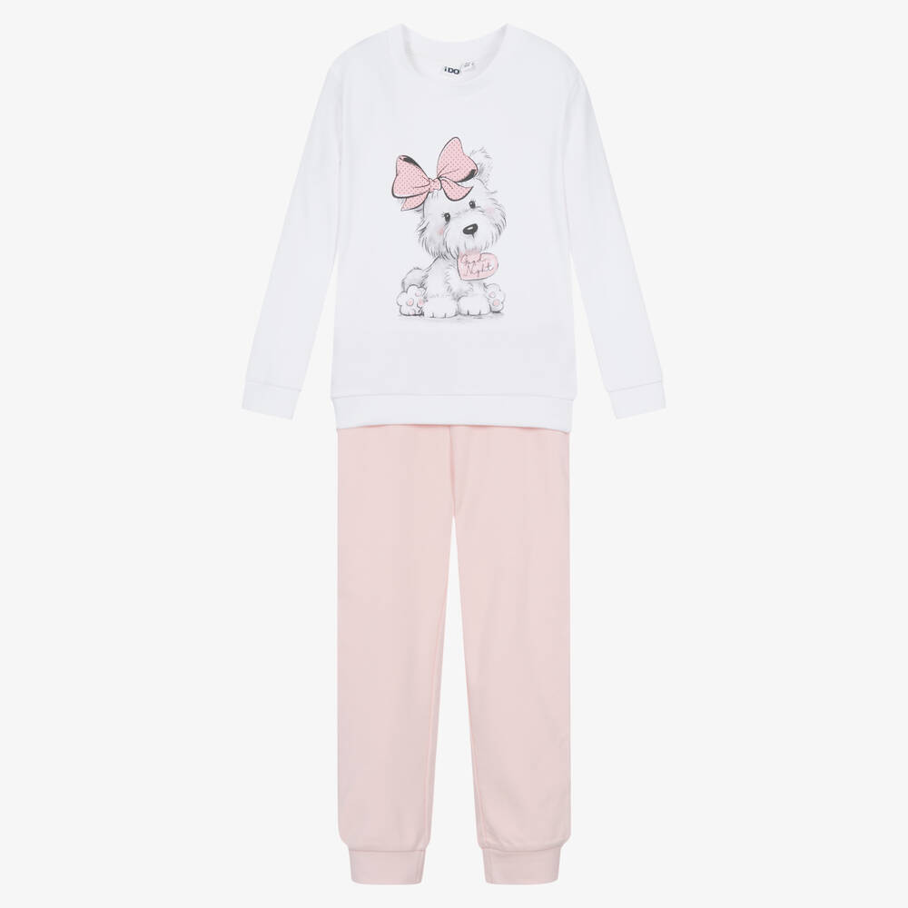 iDO Baby - Girls Ivory & Pink Cotton Pyjamas | Childrensalon
