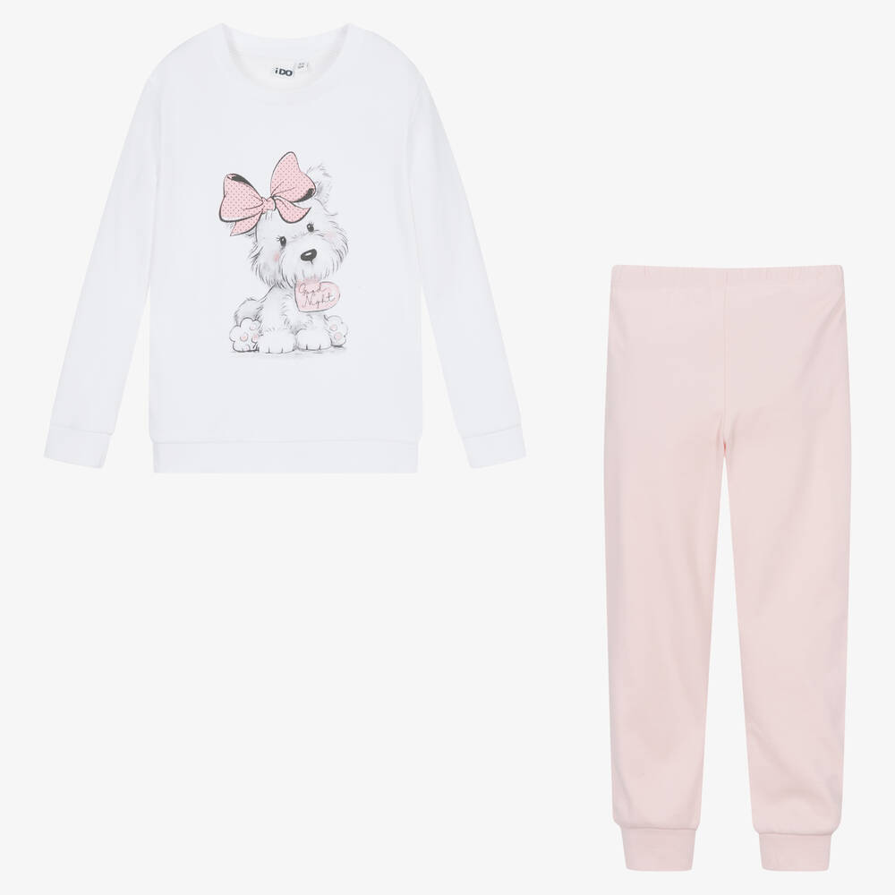 iDO Baby-بيجاما قطن جيرسي لون عاجي وزهري للبنات | Childrensalon Outlet
