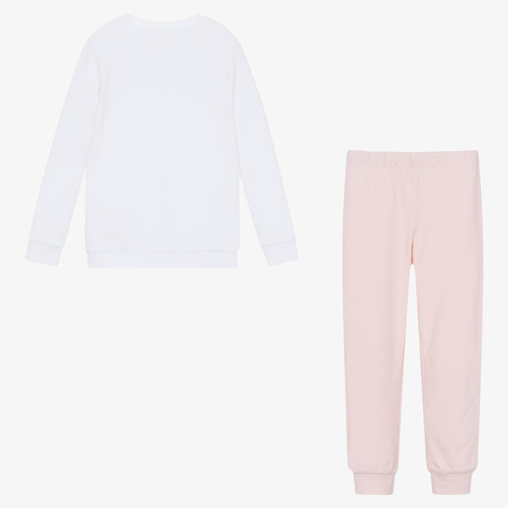 iDO Baby-بيجاما قطن جيرسي لون عاجي وزهري للبنات | Childrensalon Outlet