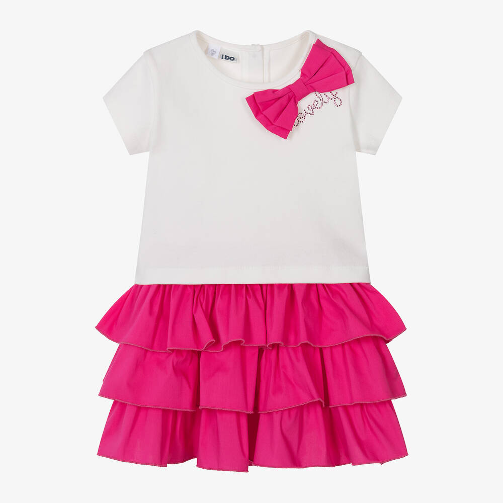 iDO Малыши-Girls Ivory & Pink Cotton Skirt Set  | Childrensalon Outlet