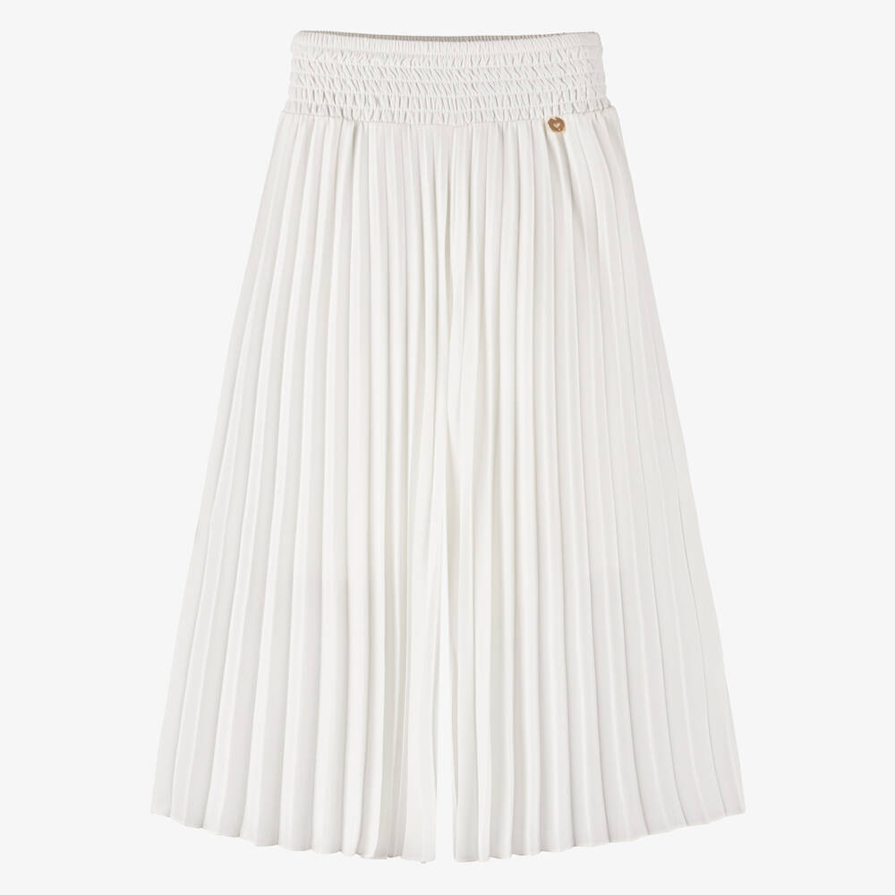 iDO Junior-Girls Ivory Plissé Chiffon Trousers | Childrensalon Outlet