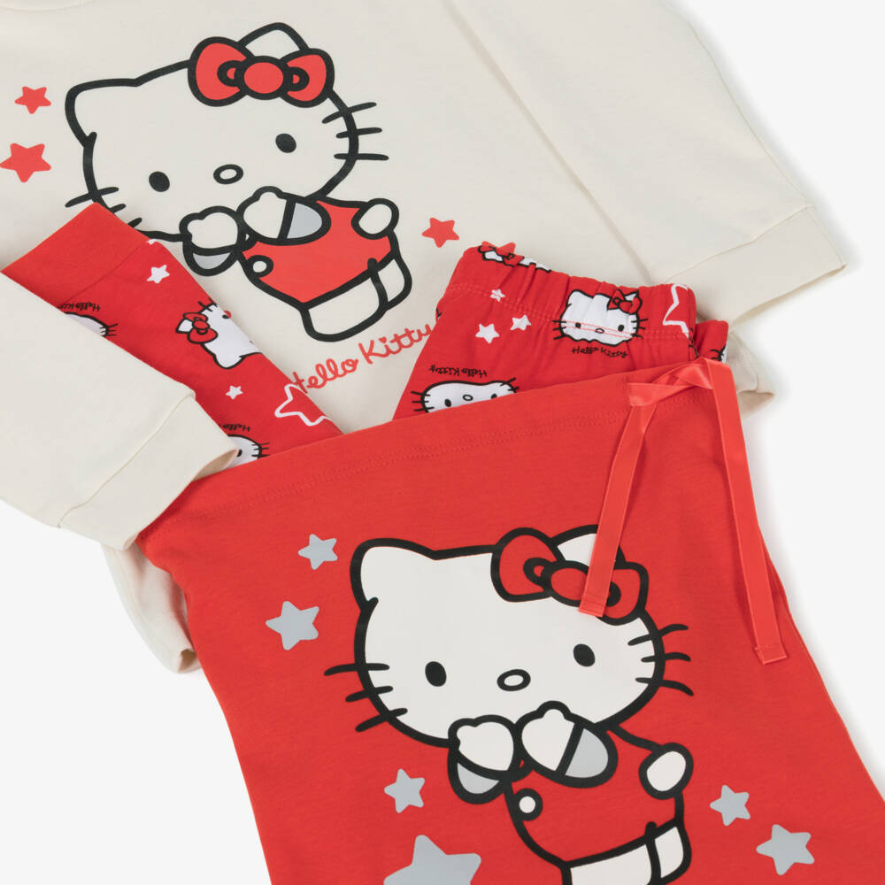 iDO-Girls Ivory & Red Cotton Hello Kitty Pyjamas | Childrensalon Outlet