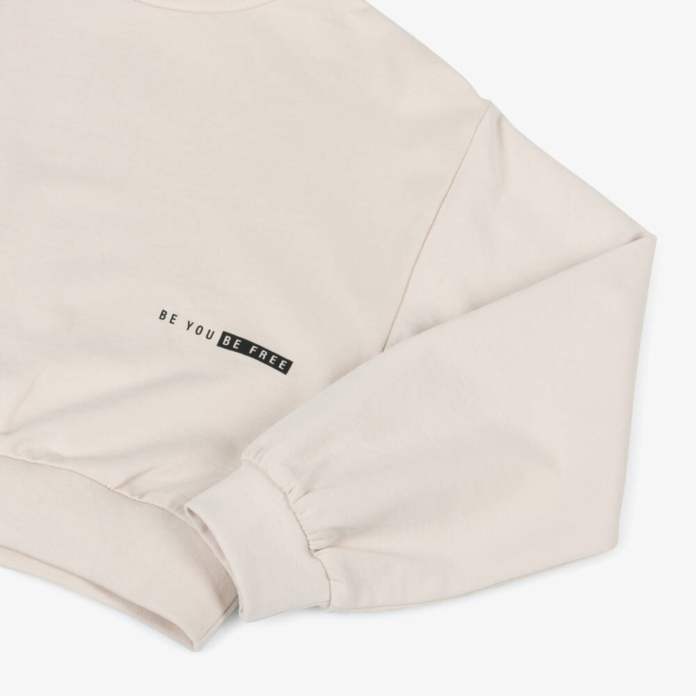 iDO Для младших-Кремовый хлопковый топ с надписью для девочек | Childrensalon Outlet