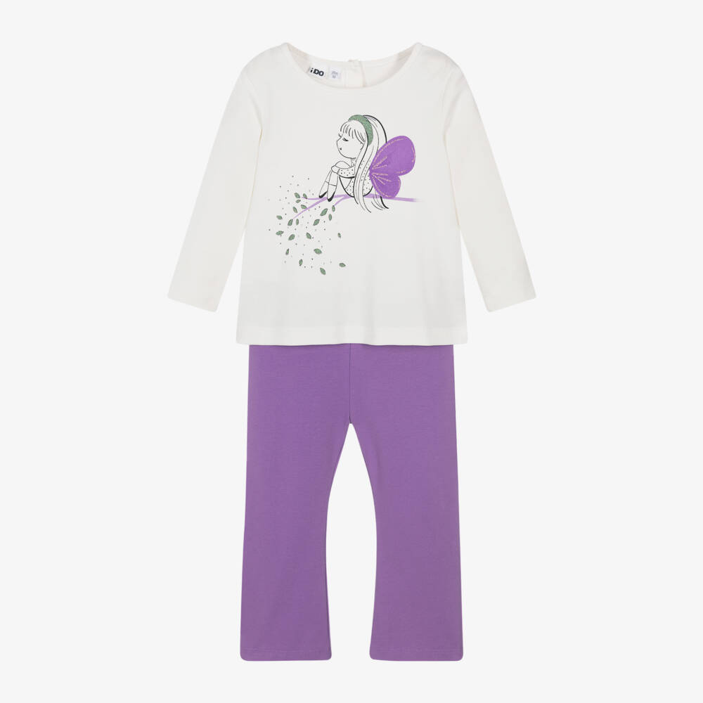 iDO Baby-طقم ليقنز قطن لون بنفسجي للبنات | Childrensalon Outlet