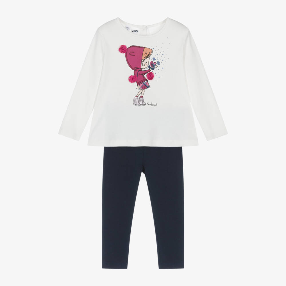 iDO Baby-Girls Ivory Top & Blue Leggings | Childrensalon Outlet