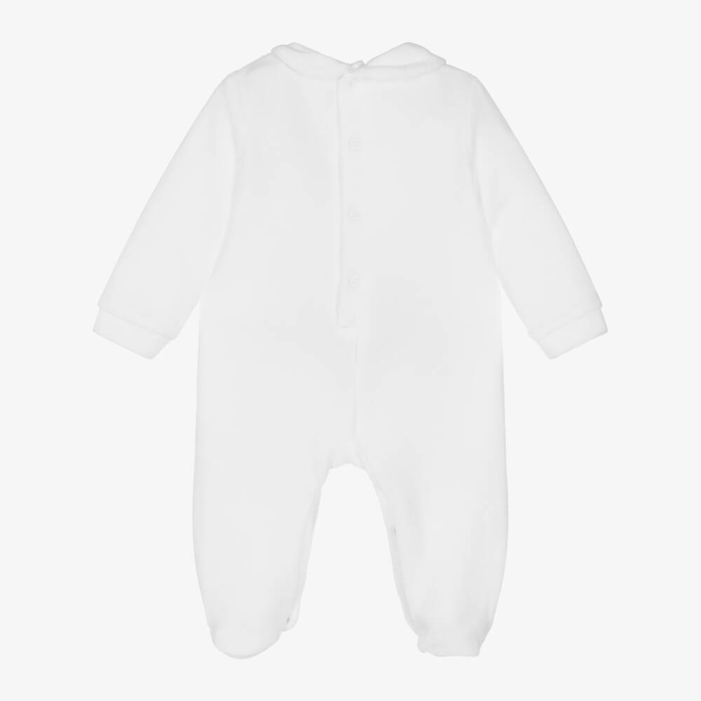 iDO Mini-Girls' Ivory Velour Bear Romper | Childrensalon Outlet