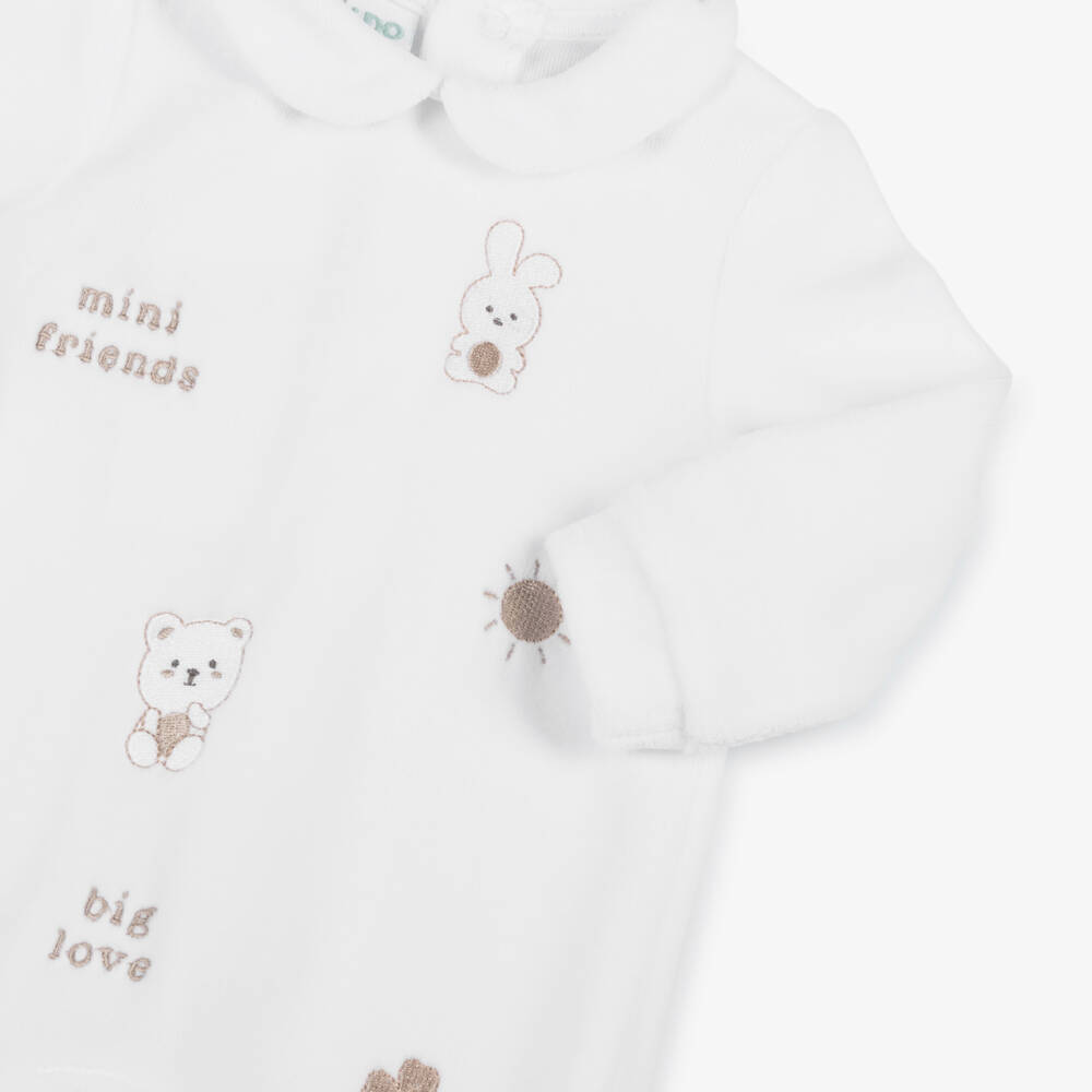 iDO Mini-Girls' Ivory Velour Bear Romper | Childrensalon Outlet