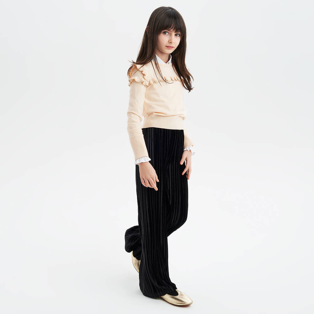 iDO Junior-Girls Ivory Viscose Frill Sweater | Childrensalon Outlet