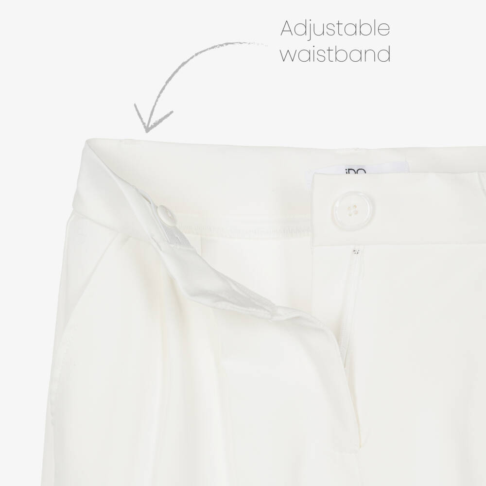 iDO-Girls Ivory Wide Leg Pleated Trousers | Childrensalon Outlet