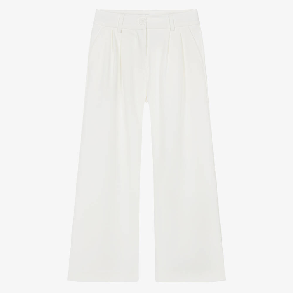 iDO-Girls Ivory Wide Leg Pleated Trousers | Childrensalon Outlet
