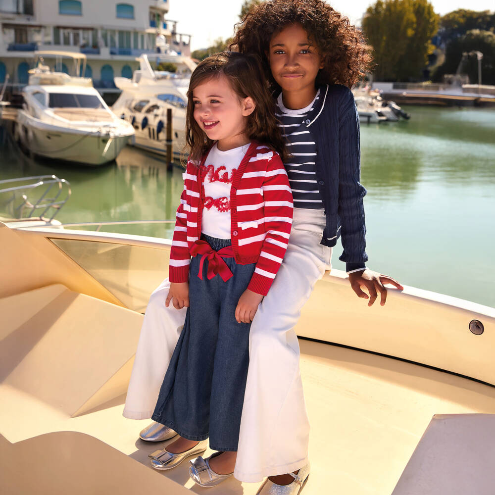 iDO-Girls Ivory Wide Leg Pleated Trousers | Childrensalon Outlet