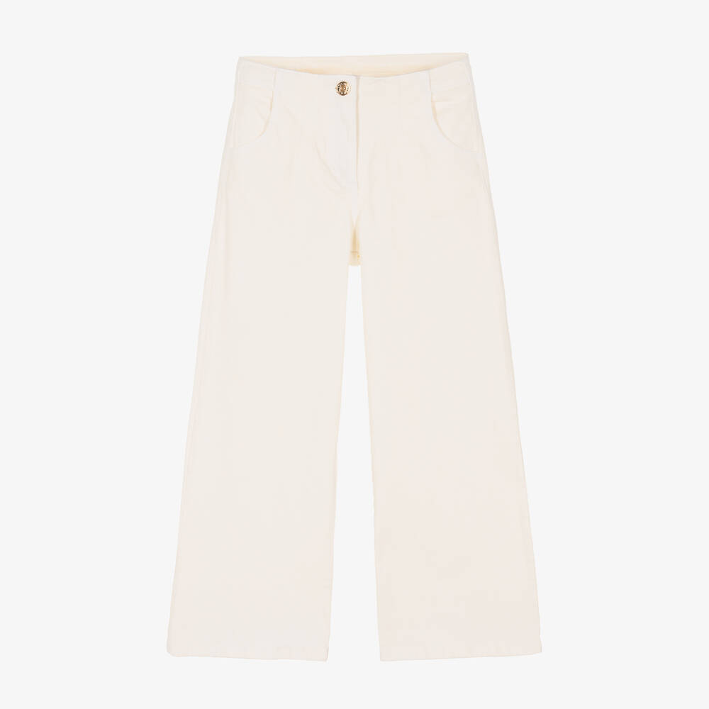 iDO Junior - Girls Ivory Wide Leg Trousers | Childrensalon